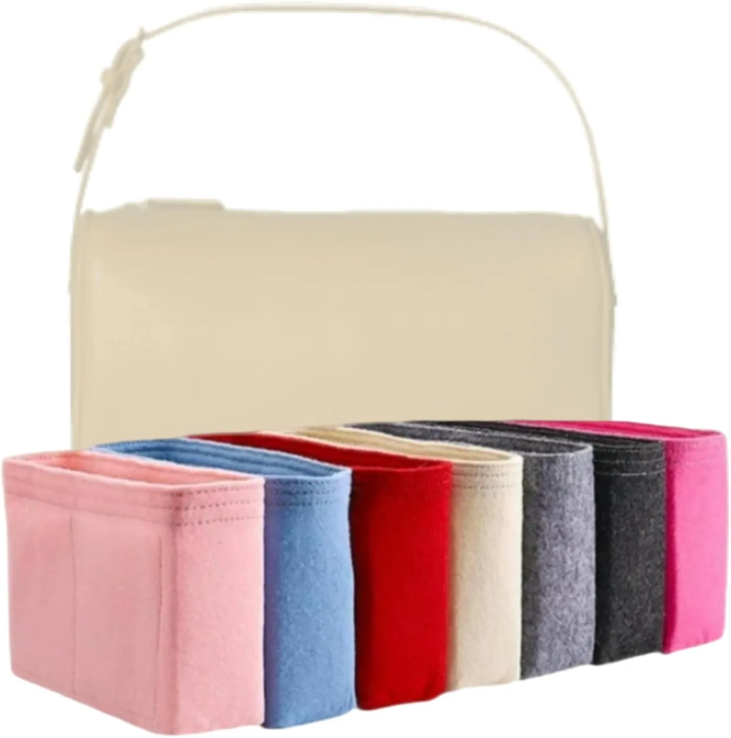 Xoppia Bag Organizer compatible with The Row 90's Bag. Felt Bag Insert for Handbag. Bag Liner for Women Tote Bags. (Brown, Style A)