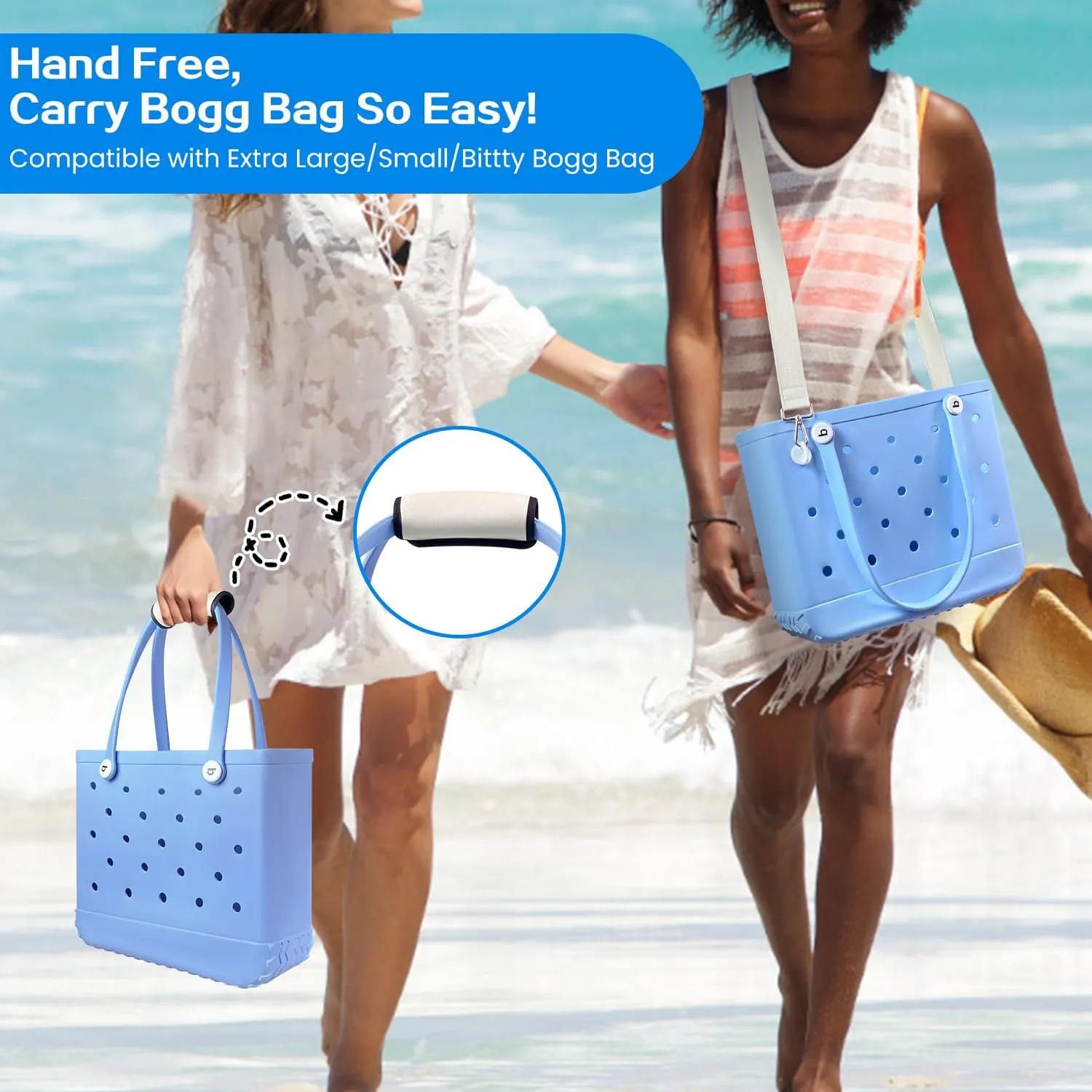 XYFuuee Strap Wrap for Bogg Bag Accessories, Adjustable Crossbody Shoulder Straps Replacement, Beach Bag Handle Cover