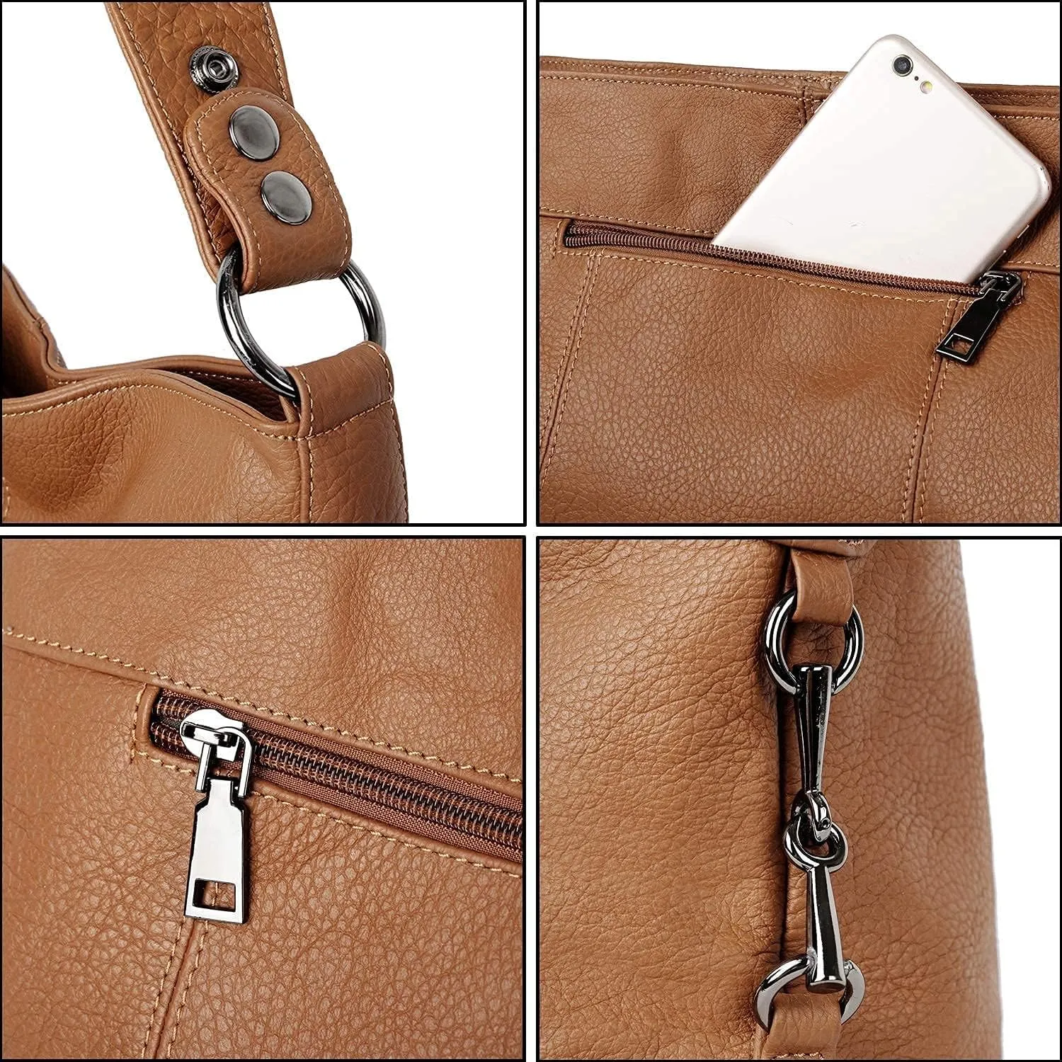 YALUXE Genuine Leather Shoulder Bags Stylish Hobo Handbags Purses Crossbody Bags for Women