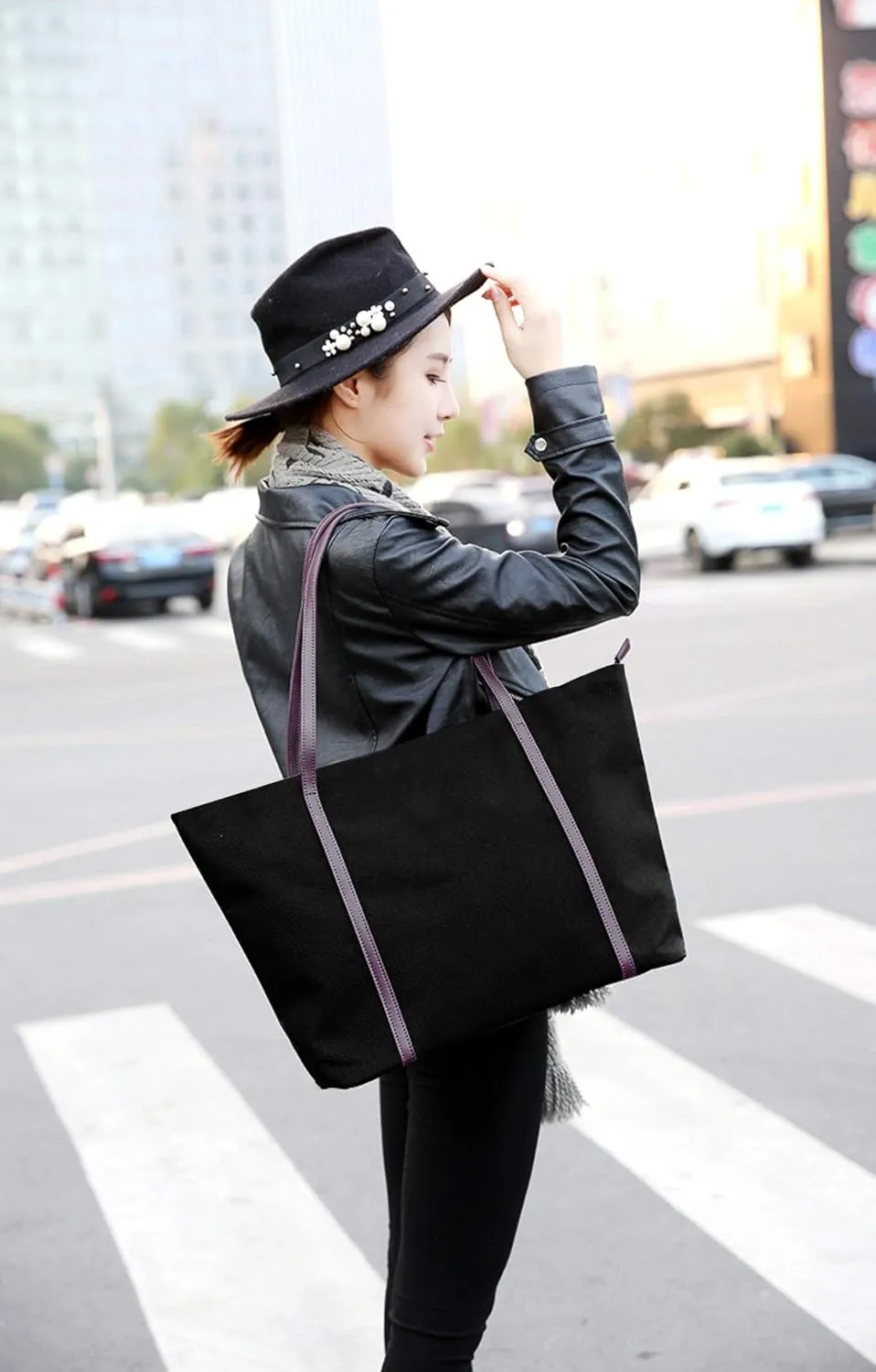 YALUXE Women's Nylon Tote Bags Large Capacity Shoulder Bags Work Handbags Purses