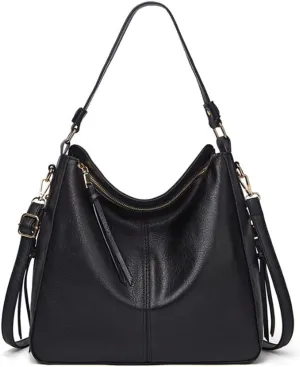 YAQUNICER Women Classic Tote Bag Tassel Pendant Shoulder Bags PU Crossbody Purse