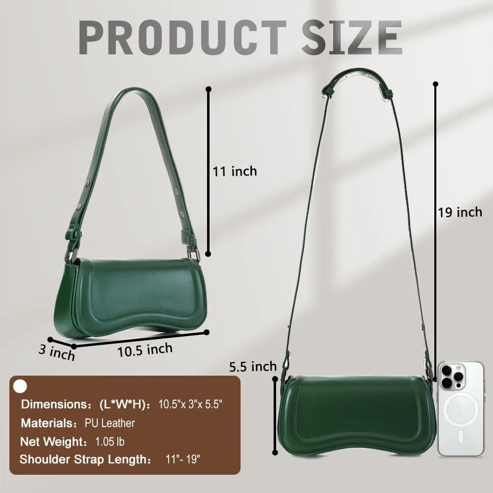 YDSIII Shoulder Bag, Women's Vintage Vegan Leather Shoulder Purse with Adjustable Strap
