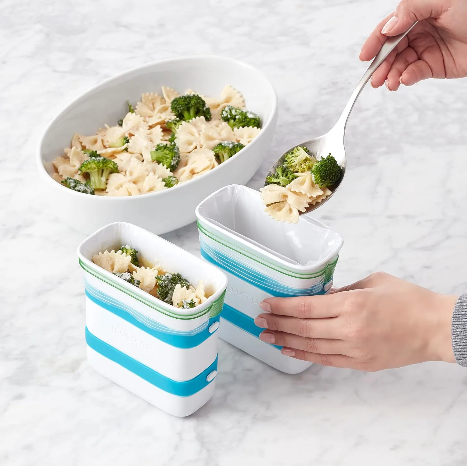 YouCopia FreezeUp Freezer Food Block Maker, 2 Cup, 2-Pack, Meal Prep Bag Container to Freeze Leftovers and Soup