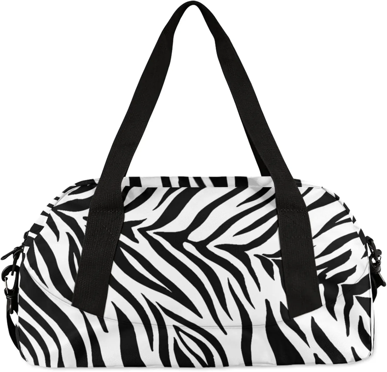 Zebra Stripes Black Kids Duffel Bag Lightweight Waterproof Sports Gym Bag with Front Zipper Pocket Foldable Weekender Overnight Bag for School Practice Gymnastic Ballet