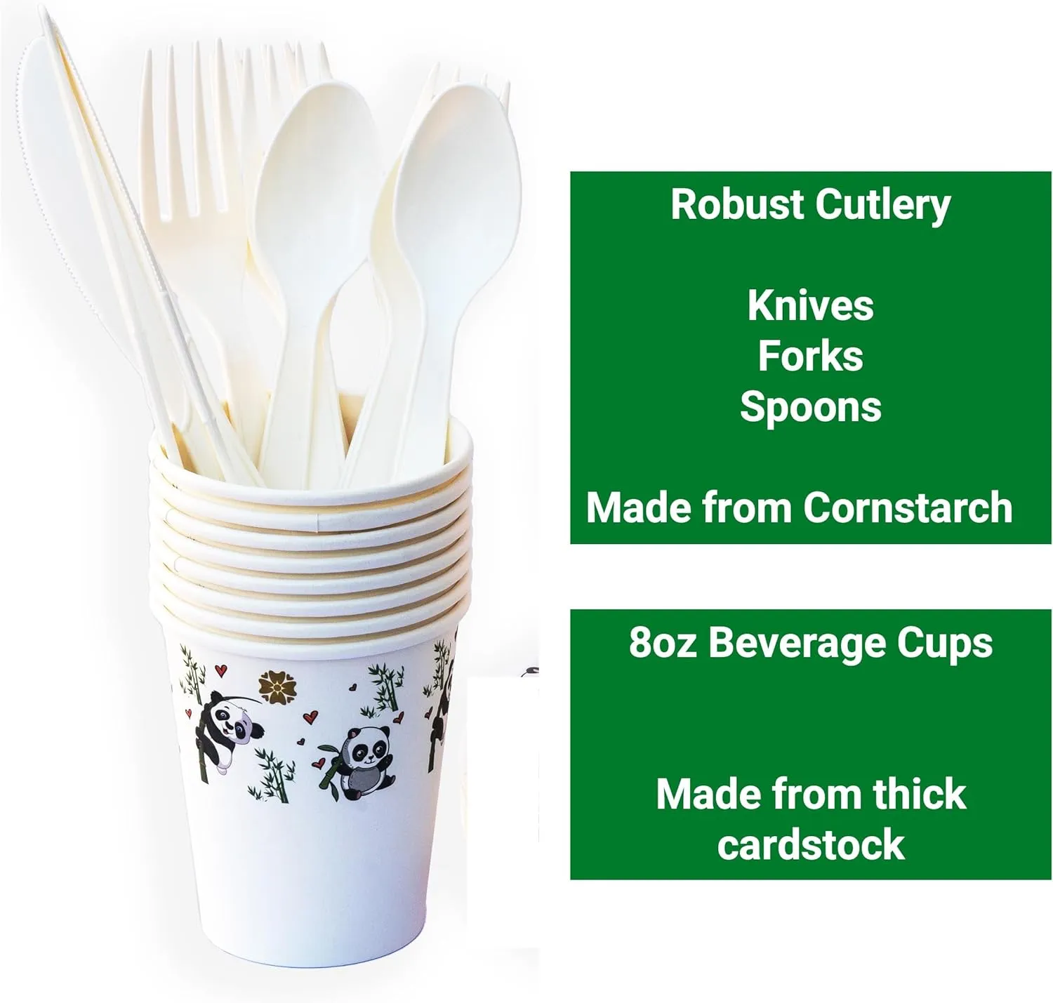 ZER PARTY Chinese New Year Decorations,Panda Plates Napkins Cups Cutlery   Food TrashBags   Kids Activities,Spring Festival 2024 Supplies,Educational Elegant Tableware 212pcs,Serves 30 TWP-HDPA-ST30