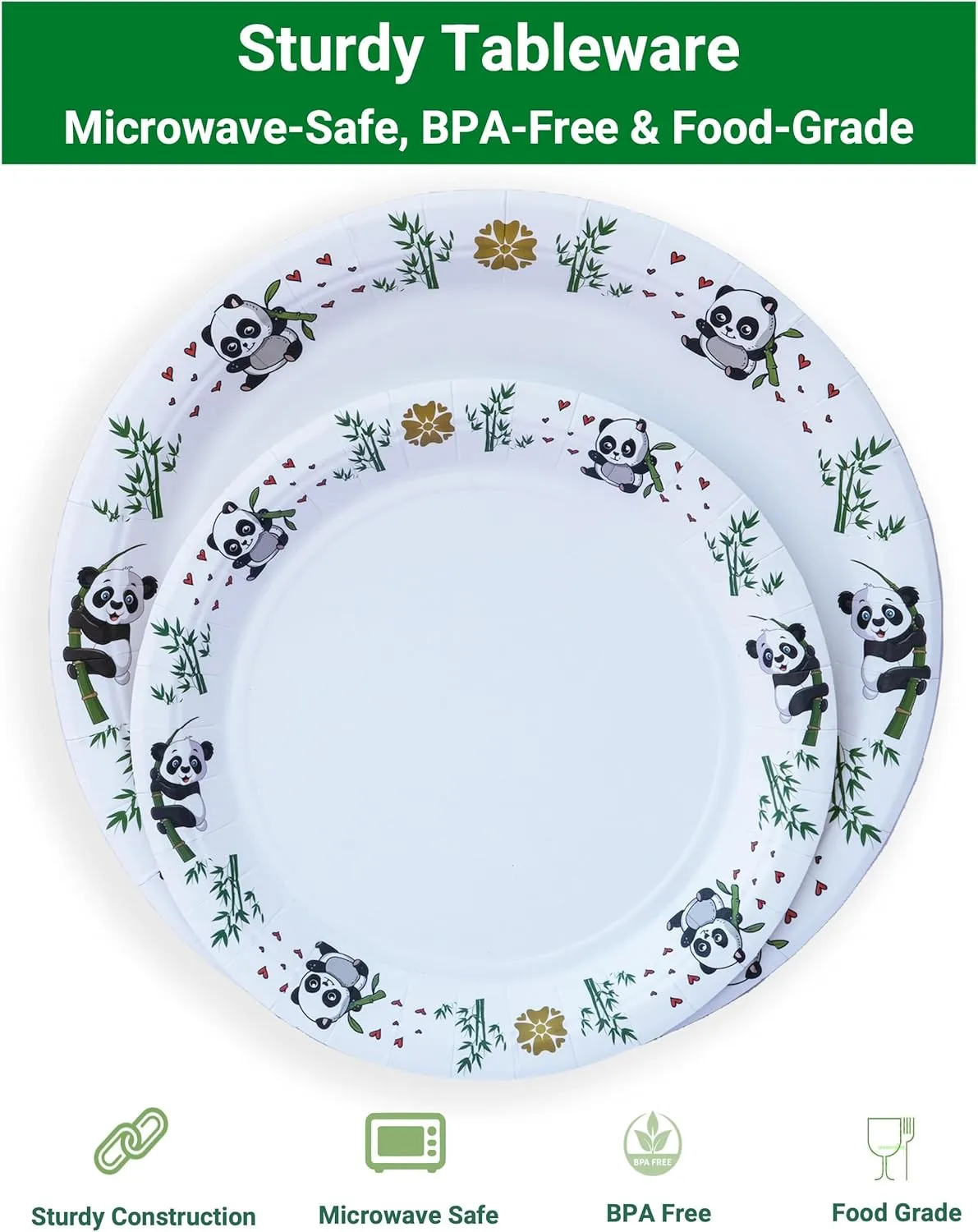 ZER PARTY Chinese New Year Decorations,Panda Plates Napkins Cups Cutlery   Food TrashBags   Kids Activities,Spring Festival 2024 Supplies,Educational Elegant Tableware 212pcs,Serves 30 TWP-HDPA-ST30
