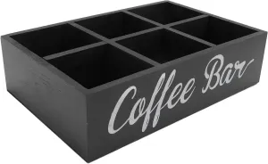 Zerodis Coffee Tea Coffee Station Organizer with Divider Wooden Coffee Bar Countertop Storage Basket for Organizing Coffee Pods Stir Sticks Tea Bags Sugar Packets (Black)
