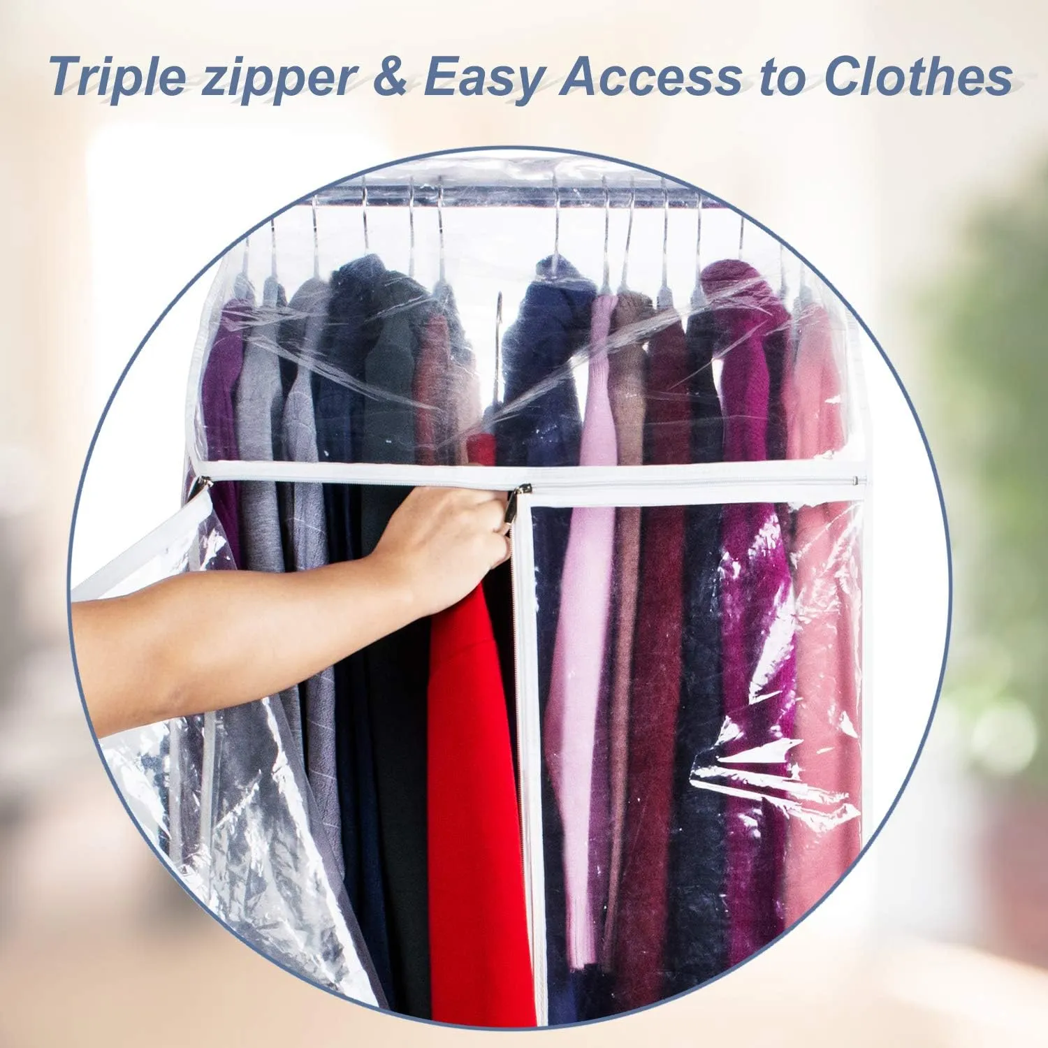 Zilink Clear Garment Bags for Storage 40 inch (2 Pack) Hanging Garment Rack Cover Suit Bags Organizer Hanging Clothes Cover for Suit Coats Jackets Dress Storage