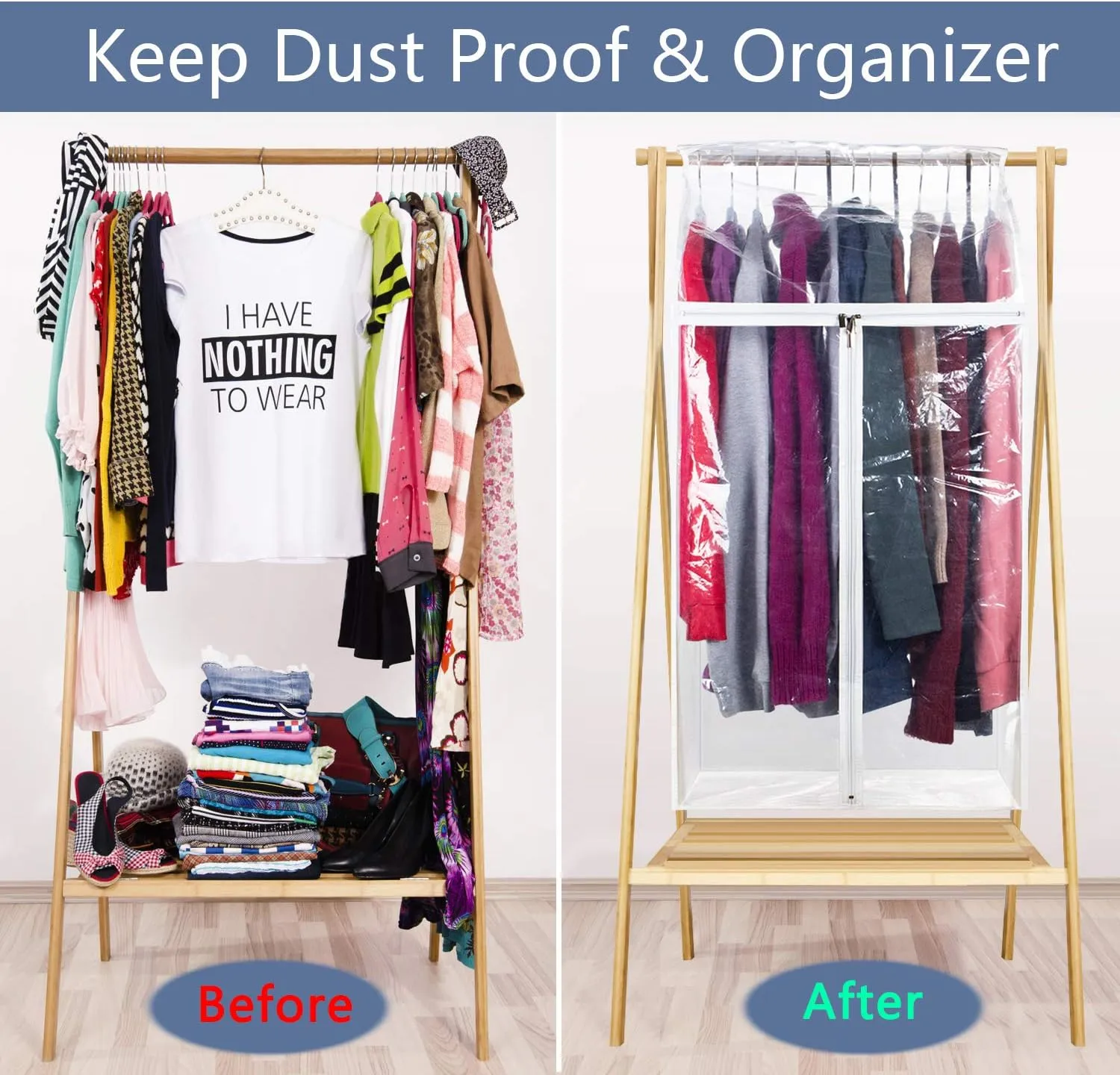 Zilink Clear Garment Bags for Storage 40 inch (2 Pack) Hanging Garment Rack Cover Suit Bags Organizer Hanging Clothes Cover for Suit Coats Jackets Dress Storage