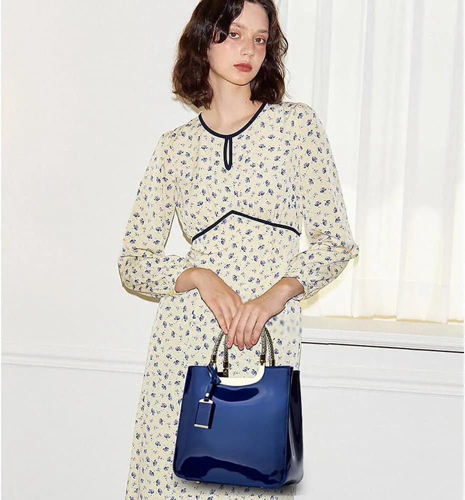 ZiMing Patent Leather Handbags Purse for Women Satchel Square Handbag Evening Bags Top Handle Bag Shoulder Bag Gorgeous Bag