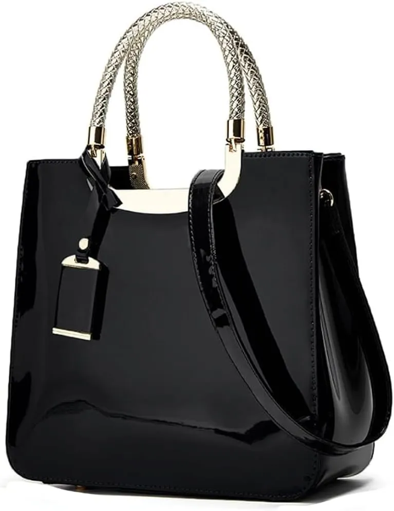 ZiMing Patent Leather Handbags Purse for Women Satchel Square Handbag Evening Bags Top Handle Bag Shoulder Bag Gorgeous Bag