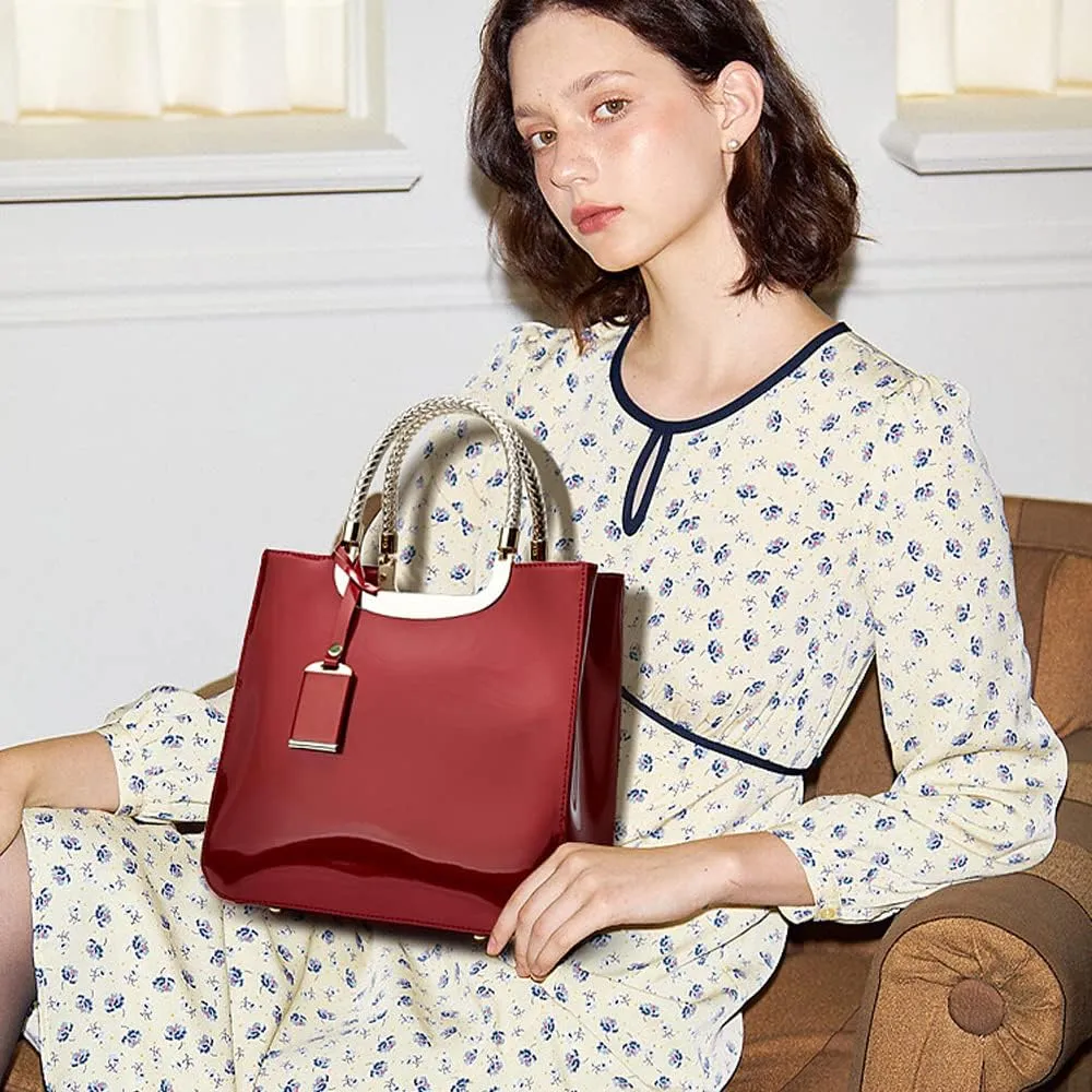 ZiMing Patent Leather Handbags Purse for Women Satchel Square Handbag Evening Bags Top Handle Bag Shoulder Bag Gorgeous Bag