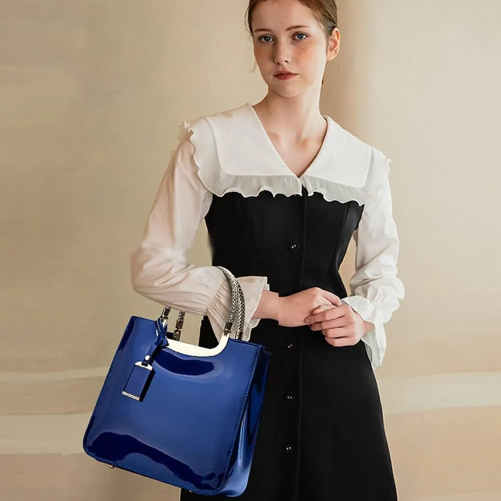 ZiMing Patent Leather Handbags Purse for Women Satchel Square Handbag Evening Bags Top Handle Bag Shoulder Bag Gorgeous Bag