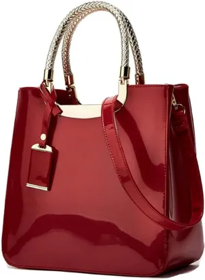 ZiMing Patent Leather Handbags Purse for Women Satchel Square Handbag Evening Bags Top Handle Bag Shoulder Bag Gorgeous Bag