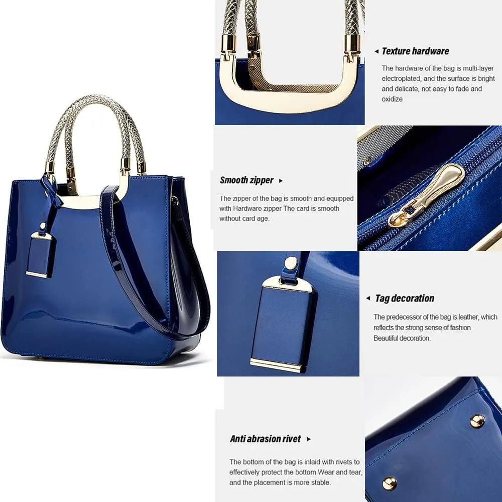 ZiMing Patent Leather Handbags Purse for Women Satchel Square Handbag Evening Bags Top Handle Bag Shoulder Bag Gorgeous Bag