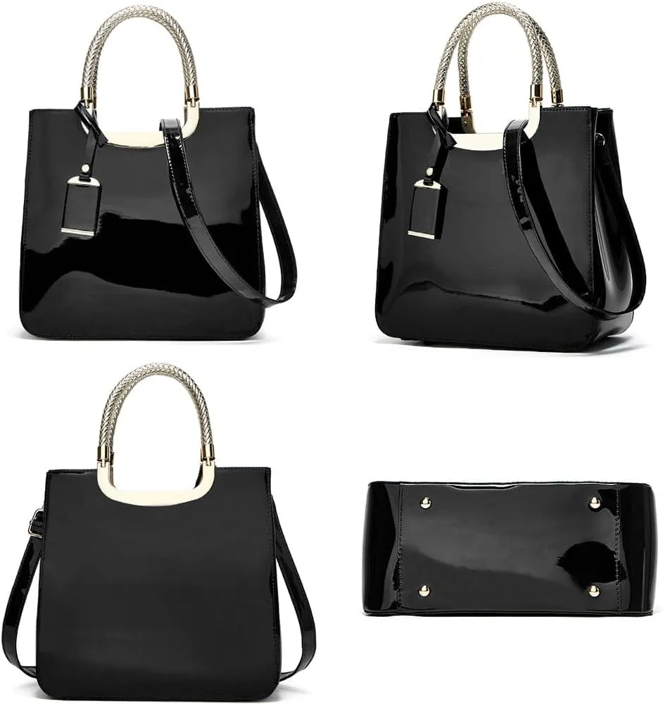 ZiMing Patent Leather Handbags Purse for Women Satchel Square Handbag Evening Bags Top Handle Bag Shoulder Bag Gorgeous Bag