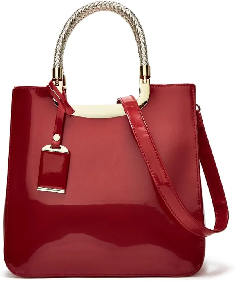 ZiMing Patent Leather Handbags Purse for Women Satchel Square Handbag Evening Bags Top Handle Bag Shoulder Bag Gorgeous Bag