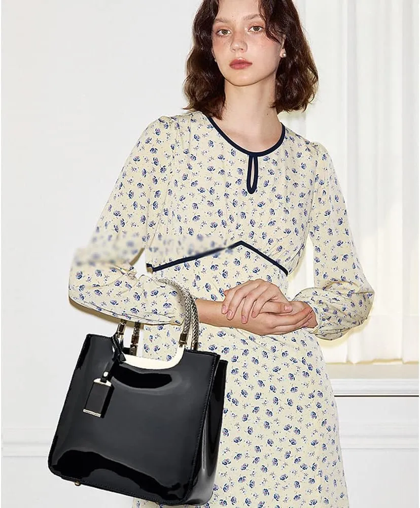 ZiMing Patent Leather Handbags Purse for Women Satchel Square Handbag Evening Bags Top Handle Bag Shoulder Bag Gorgeous Bag