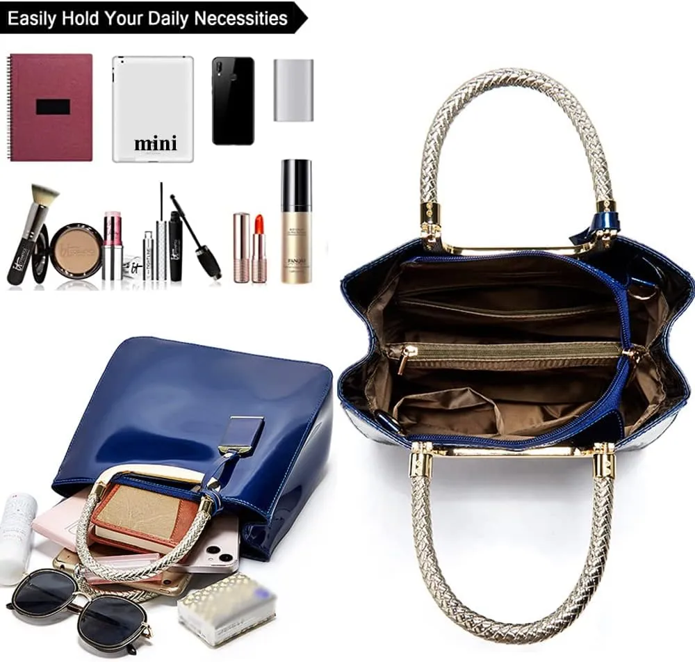 ZiMing Patent Leather Handbags Purse for Women Satchel Square Handbag Evening Bags Top Handle Bag Shoulder Bag Gorgeous Bag