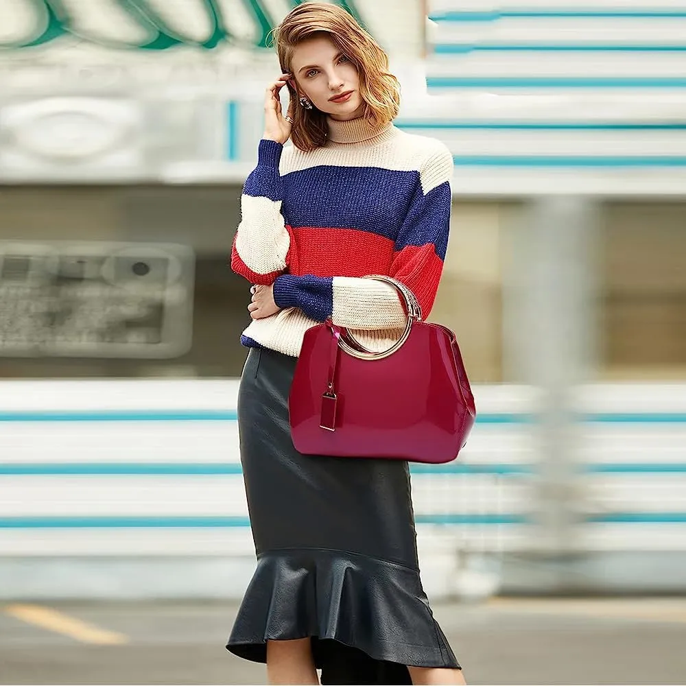 ZiMing Women Tote Bag Patent Leather Totes Top Handle Purse Satchel Shoulder Bag Ladies Gorgeous Evening Bags