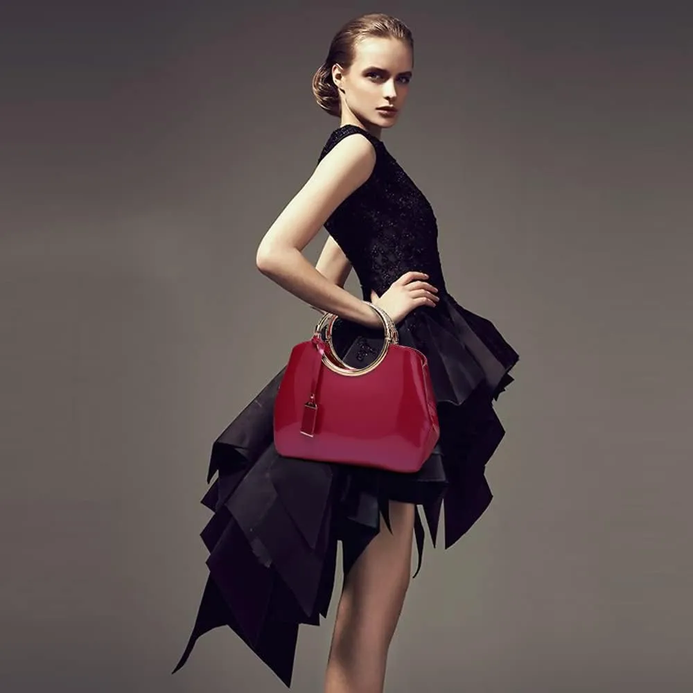 ZiMing Women Tote Bag Patent Leather Totes Top Handle Purse Satchel Shoulder Bag Ladies Gorgeous Evening Bags