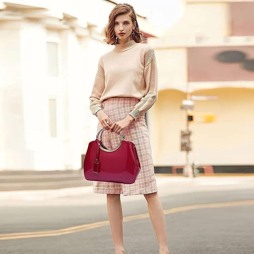 ZiMing Women Tote Bag Patent Leather Totes Top Handle Purse Satchel Shoulder Bag Ladies Gorgeous Evening Bags
