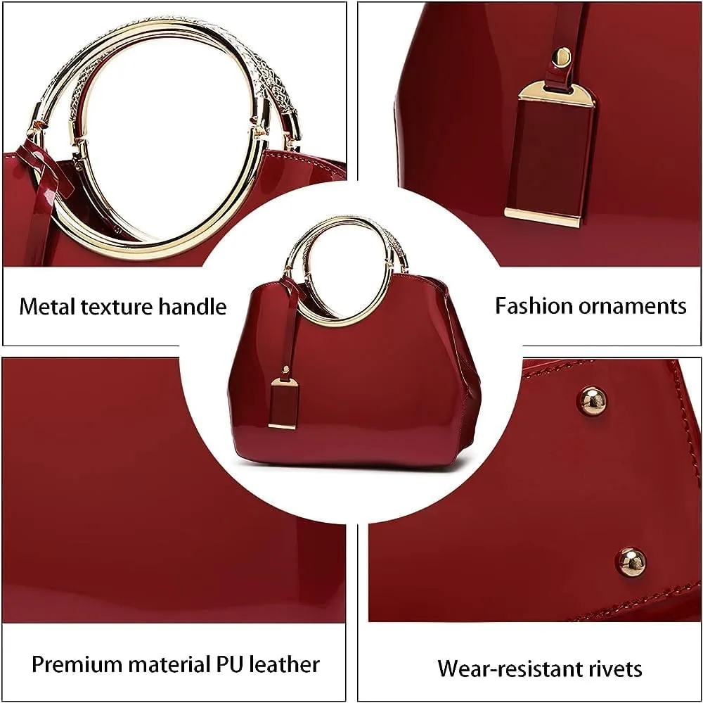 ZiMing Women Tote Bag Patent Leather Totes Top Handle Purse Satchel Shoulder Bag Ladies Gorgeous Evening Bags