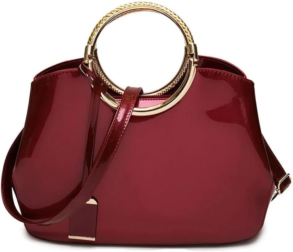 ZiMing Women Tote Bag Patent Leather Totes Top Handle Purse Satchel Shoulder Bag Ladies Gorgeous Evening Bags