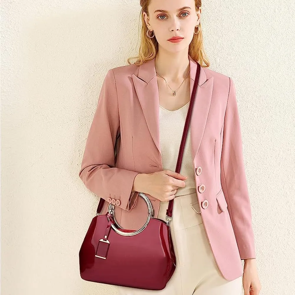 ZiMing Women Tote Bag Patent Leather Totes Top Handle Purse Satchel Shoulder Bag Ladies Gorgeous Evening Bags