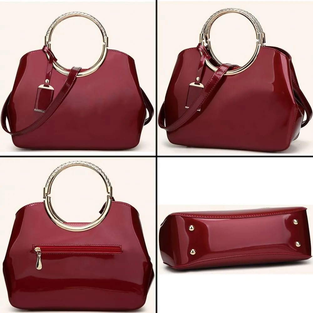 ZiMing Women Tote Bag Patent Leather Totes Top Handle Purse Satchel Shoulder Bag Ladies Gorgeous Evening Bags