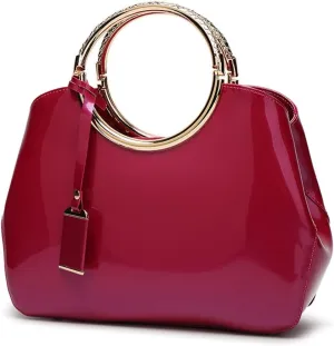 ZiMing Women Tote Bag Patent Leather Totes Top Handle Purse Satchel Shoulder Bag Ladies Gorgeous Evening Bags